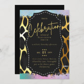 Budget  Girly Sweet16 Gold Animal Print Inv Kaart (Voorkant / Achterkant)