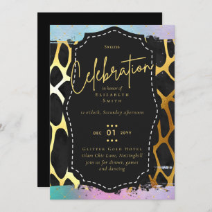 Budget  Girly Sweet16 Gold Animal Print Inv Kaart