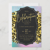 Budget  Girly Sweet16 Gold Animal Print Inv Kaart (Voorkant)