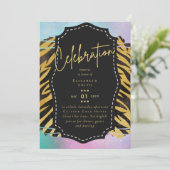 Budget Girly Sweet16 Gold Animal Print Inv Kaart (Staand voorkant)