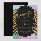 Budget  Girly Sweet16 Gold Animal Print Inv Kaart (Voorkant / Achterkant)