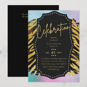 Budget Girly Sweet16 Gold Animal Print Inv Kaart