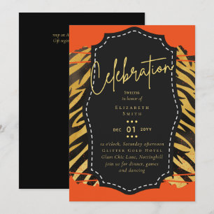 Budget Girly Sweet16 Gold Animal Print Inv Kaart