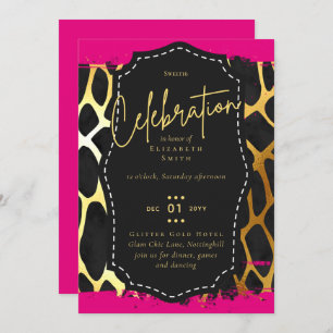 Budget Girly Sweet16 Gold Animal Print Inv Kaart
