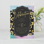 Budget  Girly Sweet16 Gold Animal Print Inv Kaart (Staand voorkant)