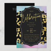 Budget  Girly Sweet16 Gold Animal Print Inv Kaart (Voorkant / Achterkant)