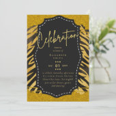 Budget  Girly Sweet16 Gold Animal Print Inv Kaart (Staand voorkant)