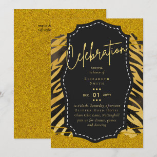 Budget Girly Sweet16 Gold Animal Print Inv Kaart