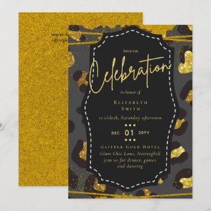 Budget Girly Sweet16 Gold Animal Print Inv Kaart