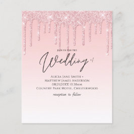Budget  Girly Wedding Glitter Pink Invite