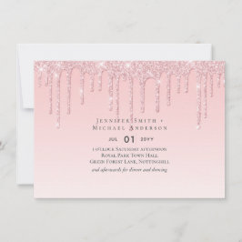 Budget  Girly Wedding Glitter Pink Invite