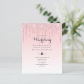 Budget  Girly Wedding Glitter Pink Invite (Staand voorkant)
