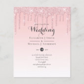 Budget  Girly Wedding Glitter Pink Invite (Voorkant)