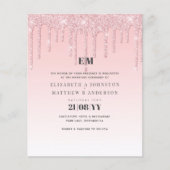Budget  Girly Wedding Glitter Pink Invite (Voorkant)