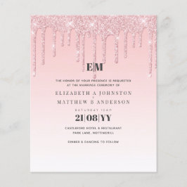 Budget  Girly Wedding Glitter Pink Invite