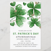Budget Gitter Shamrock St Patricks Day Uitnodiging (Voorkant)