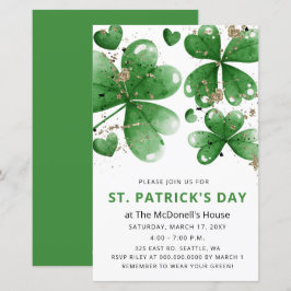 Budget Gitter Shamrock St Patricks Day Uitnodiging