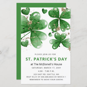 Budget Gitter Shamrock St Patricks Day Uitnodiging