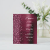 Budget Glam Bourgogne Glitter Script Wedding Menu (Staand voorkant)