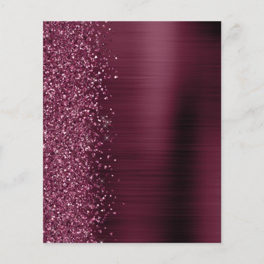 Budget Glam Bourgogne Glitter Script Wedding Menu (Achterkant)