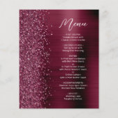Budget Glam Bourgogne Glitter Script Wedding Menu (Voorkant)