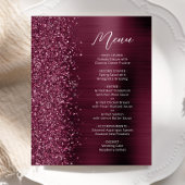 Budget Glam Bourgogne Glitter Script Wedding Menu
