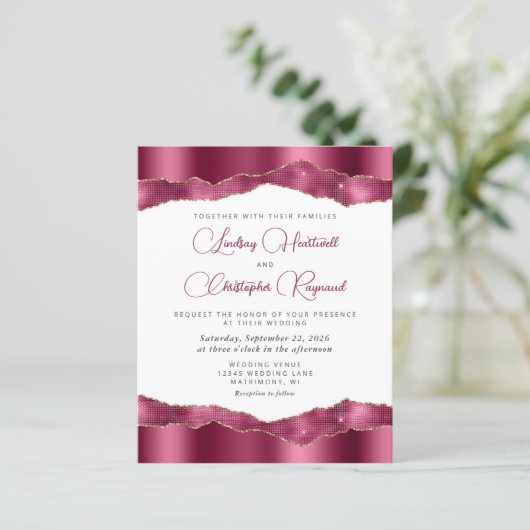 Budget Glam Bourgogne Spiegel Tegels bruiloft Uitn (Staand voorkant)