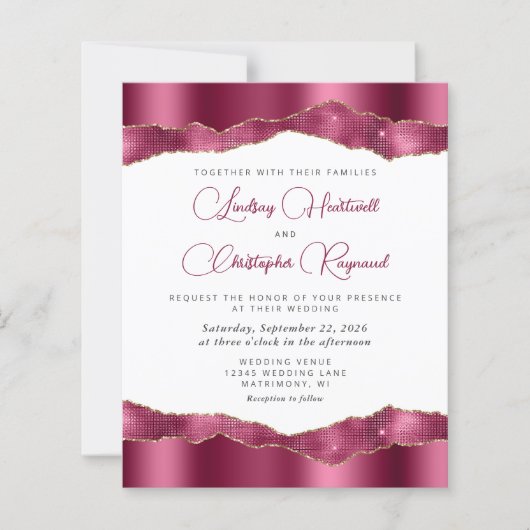 Budget Glam Bourgogne Spiegel Tegels bruiloft Uitn (Voorkant)