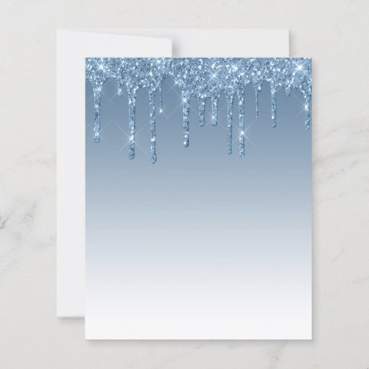 Budget Glam Glitter Blauw 60e Verjaardag Uitnodigi (Achterkant)