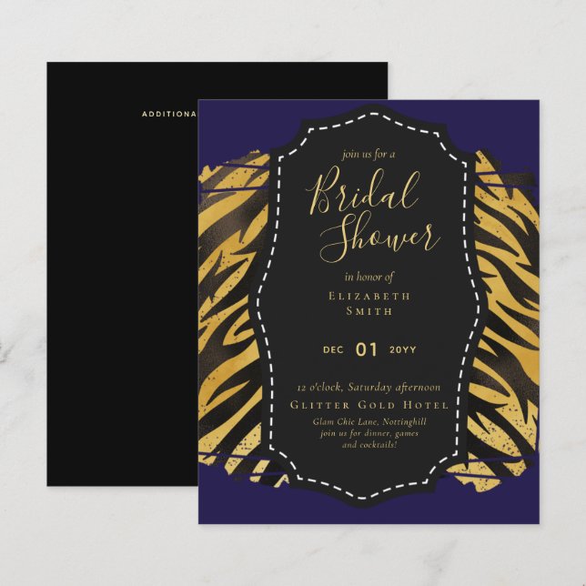 Budget Glam Gold Navy Vrijgezellenfeest nodigt die (Voorkant / Achterkant)