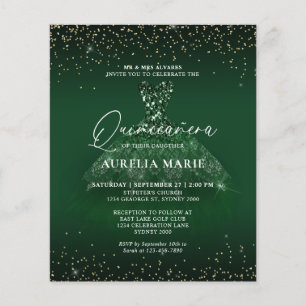 BUDGET Glam Goud Groen Prinses Jurk Quinceanera