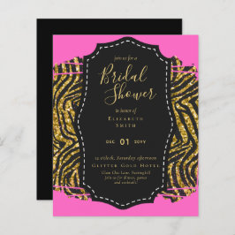 Budget Glam Goud Roze Bruidsmeisjes Uitnodiging Di