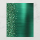 Budget Glam Green Glitter Script Wedding Menu (Achterkant)