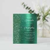 Budget Glam Groene QR Code Trouwuitnodiging (Staand voorkant)