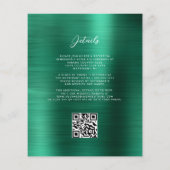 Budget Glam Groene QR Code Trouwuitnodiging (Achterkant)