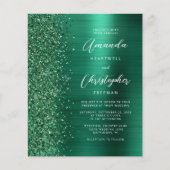 Budget Glam Groene QR Code Trouwuitnodiging (Voorkant)