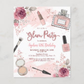 Budget Glam Make-up Blush Spa Verjaardagsuitnodigi (Voorkant)