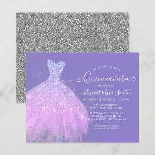 Budget Glam Paars Silver Glitter Gown Quinceanera