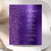 Budget Glam Paarse Glitter Script Wedding Menu