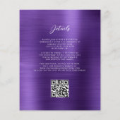 Budget Glam Paarse QR Code Huwelijksuitnodiging (Achterkant)