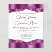 Budget Glam Paarse Spiegel Tegels bruiloft Uitnodi (Voorkant)