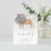 BUDGET Glam Photo Overlay kerstparty uitnodigen (Staand voorkant)