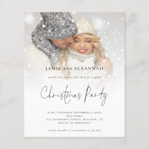 BUDGET Glam Photo Overlay kerstparty uitnodigen