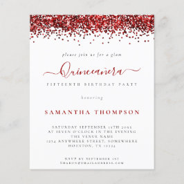 Budget Glam Red Glitter Quinceañera