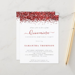 Budget Glam Red Glitter Quinceañera