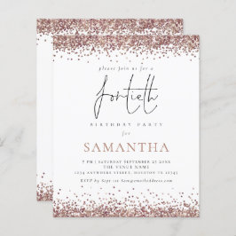 Budget Glam Roos Gold Glitter 40th Party Invite