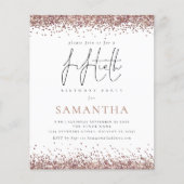 Budget Glam Roos Gold Glitter 50th Party Invite (Voorkant)