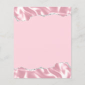 Budget Glam Roze Satijn Zilveren Huwelijksuitnodig (Achterkant)