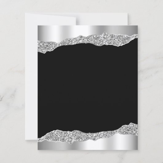 Budget Glam Silver Black 25th Anniversary Invite (Achterkant)