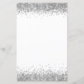 Budget Glam Silver Glitter Wedding Uitnodiging (Achterkant)